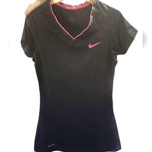 Nike Pro Black & Pink Dri-fit Short Sleeve Top